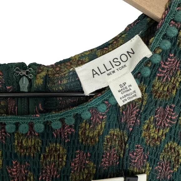 Allison New York Sheer Green Floral Dress Women's Small Long Sleeves Boho NWT - Picture 4 of 8